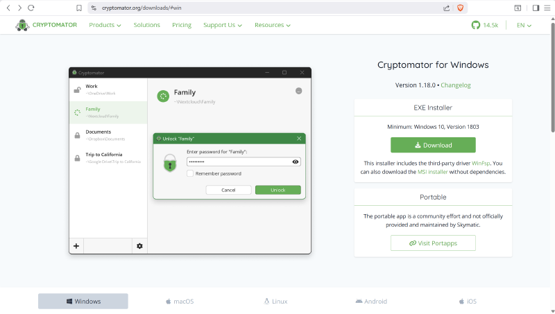 Cryptomator Download Page