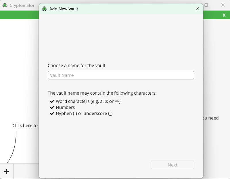 Cryptomator + button