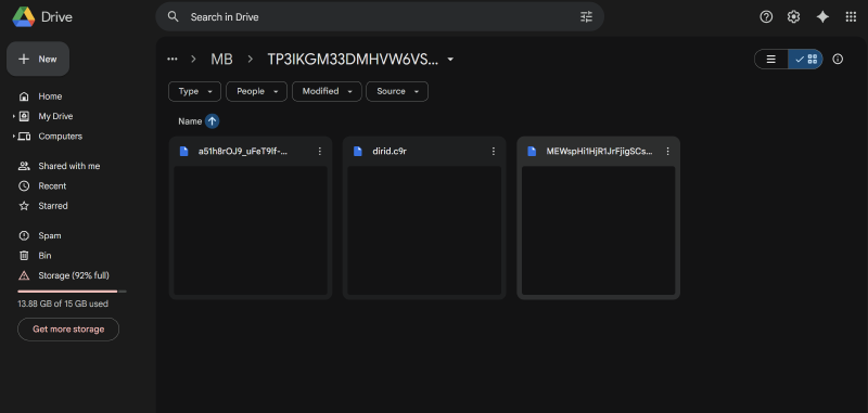 Google drive actual encrypted file